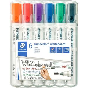 Marqueur effaçable rechargeable couleurs fun Staedtler Lumocolor pointe ogive 2 mm - Pochette de 6 - Publicité