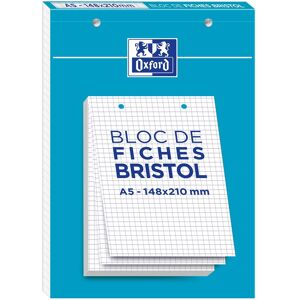 Bloc de fiches bristol Oxford 2.0 a5 petits carreaux 5mm 30 fiches collées blanches - Lot de 10 - Publicité