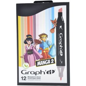 Oz international Set de 12 marqueurs a alcool GRAPHIT Manga pour realiser des mangas 2 - 12 coloris