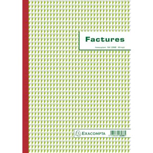 Exacompta Manifold Factures avec mention TVA 29,7x21cm 50 feuillets tripli autocopiants - Lot de 5 Noir - Publicité