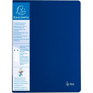 Exacompta Protège-documents en polypropylène rigide avec porte étiquette 3 faces Up Line Opaque 60 vues - A4 - Bleu - Lot de 12 Noir - Publicité