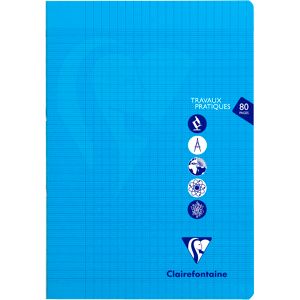 Clairefontaine Cahier Travaux Pratiques piqué Mimesys A4 80 pages grands carreaux + uni couverture polypropylène Couleur aléatoire - Assortis - Lot de 10 - Publicité