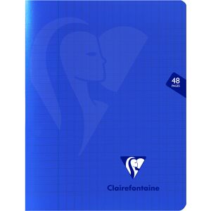 Clairefontaine Mimesys cahier piqué 17x22cm 48 pages grands carreaux couverture polypropylène - Bleu marine - Lot de 20 - Publicité