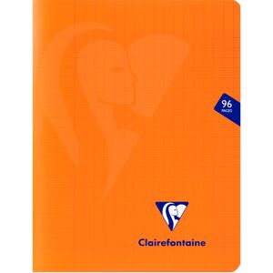 Clairefontaine Cahier piqué Mimesys 17x22cm 96 pages grands carreaux couverture polypropylène - Orange - Lot de 20 Rouge - Publicité