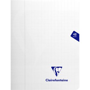 Clairefontaine Cahier piqué Mimesys 17x22cm 48 pages grands carreaux couverture polypropylène - Incolore - Lot de 20 Violet - Publicité