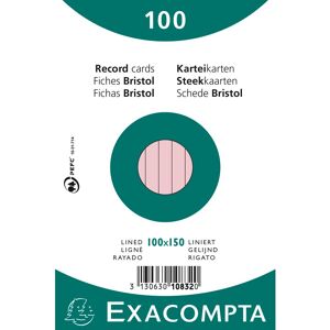 Exacompta PAQUET 100 FICHES SOUS FILM - BRISTOL LIGNÉ NON PERFORÉ 100X150MM - Rose - Publicité