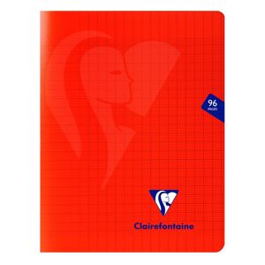 Clairefontaine Cahier piqué Mimesys 17x22cm 96 pages grands carreaux couverture polypropylène - Rouge - Lot de 20 Rose fuchsia - Publicité