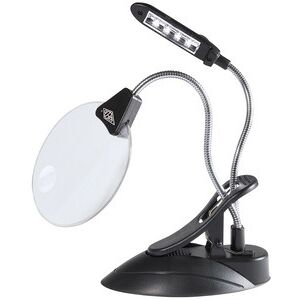 Wedo Loupe de table avec lampe LED, avec serre-joint, noir