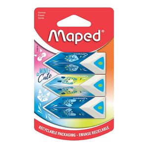 Maped Gomme en plastique Pyramide MINI CUTE, blister de 3 - Lot de 12 - Publicité