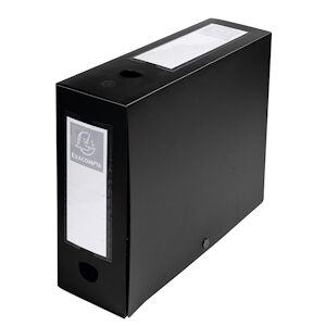 Exacompta - Réf. 59931E - Carton de 10 boites d'archives à pression Dos 100 mm polypropylène 7/10e Opaque - A4 - Noir - Publicité