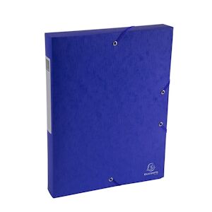 Exacompta - Réf. 50812E - 10 boites de classement Exabox Dos 40mm Carte lustrée Scotten - A4 - Bleu - Publicité