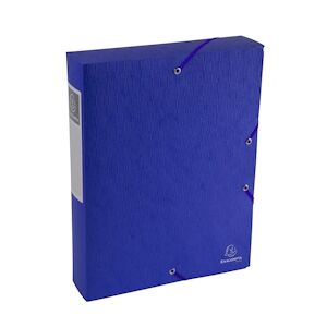 Exacompta - Réf. 50912E - 10 boites de classement Exabox Dos 60mm Carte lustrée Scotten - A4 - Bleu - Publicité