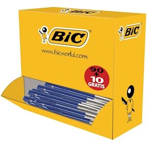 BIC M10 Original Stylos-Bille Rétractables Pointe Moyenne (1,0 mm) - Bleu, Boîte de 90+10 - Publicité