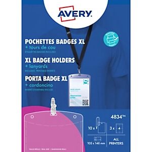 Avery 4834 - 10 lacets + pochettes en plastique pour badge - A6 - Publicité