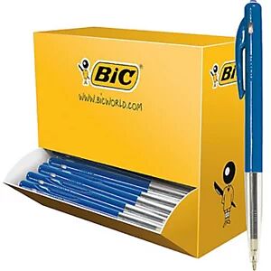BIC® M10 Original Stylo bille rétractable pointe moyenne 1 mm bleu - Lot de 100 - Publicité