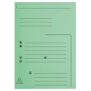 Chemises  dossier 2 rabats préimprimée capacité de 200 feuilles A4, carte 240 x 320 mm, Vert - Lot de 25