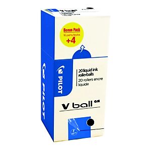 V Ball Stylo roller encre liquide à capuchon pointe fine 0,5 mm noir (Pack Promo 16 + 4 OFFERTS)