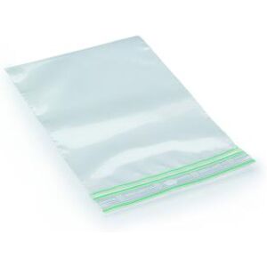 Sachet plastique recyclé Raja à fermeture zip - 10 x 15 cm - Epaisseur 60 microns - Transparent (carton 1000 unités) - Publicité