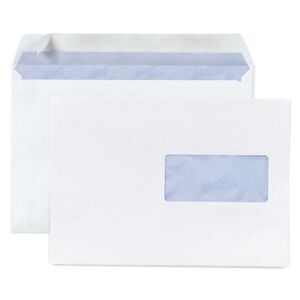 Enveloppe blanche Raja - format C5 162 x 229 mm - avec fenêtre - 45 x 100 mm - fermeture auto-adhésive - papier vélin 80 g - Publicité