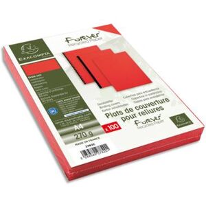 Plats de couvertures rigides Exacompta Forever - 270 g - A4 - grain cuir - certifié Ange Bleu - rouge - paquet de 100