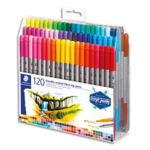 Set 120 feutres de coloriage double pointe - Staedtler 3200 DeSign Journey3,0 mm, 0,5 - 0,8 mm assortis