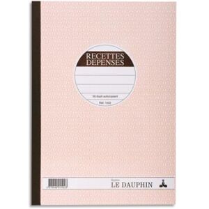 Carnet recette/dépense LE DAUPHIN 21x29,7cm autocopiant texté 50 feuillets numérotés dupli - Publicité