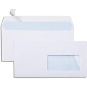 Boîte de 500 enveloppes vélin GPV - Blanc - 80g - DL 110x220mm - auto-adhésives avec fenêtre 45x100mm