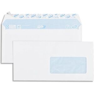 Boîte de 500 enveloppes vélin GPV - Blanc - 80g - DL 110x220mm - auto-adhésives avec fenêtre 45x100mm