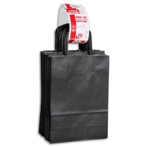 Paquet de 20 sacs à anse torsadée GPV - kraft noir - 90gr/m² - Format 24x18x18cm (XS) - FSC-M