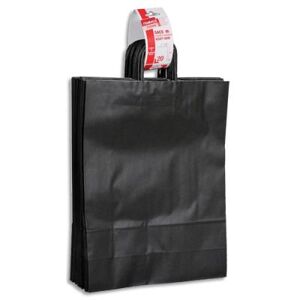 Paquet de 20 sacs à anse torsadée GPV - kraft noir - 100gr/m² - Format 41x32x12cm (M) - FSC-M