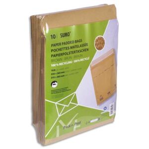 Paquets de 10 pochettes GPV kraft recyclé Sumo format E 235x265 bande de protection