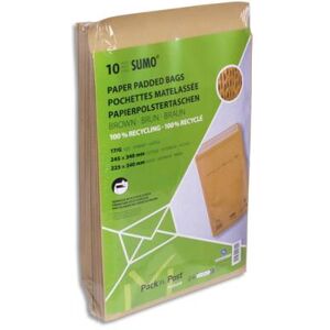 Paquets de 10 pochettes GPV kraft recyclé Sumo format G 245x340 bande de protection