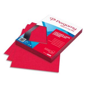 Plats de couverture Pergamy - A4 - grain cuir - 250gr - boîte de 100 - rouge