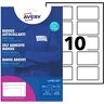 Avery Badges adhésifs en soie-acétate pour imprimantes laser, repositionnables, 80 x 50 mm, 20 feuilles, 10 étiquettes par feuille, blanc