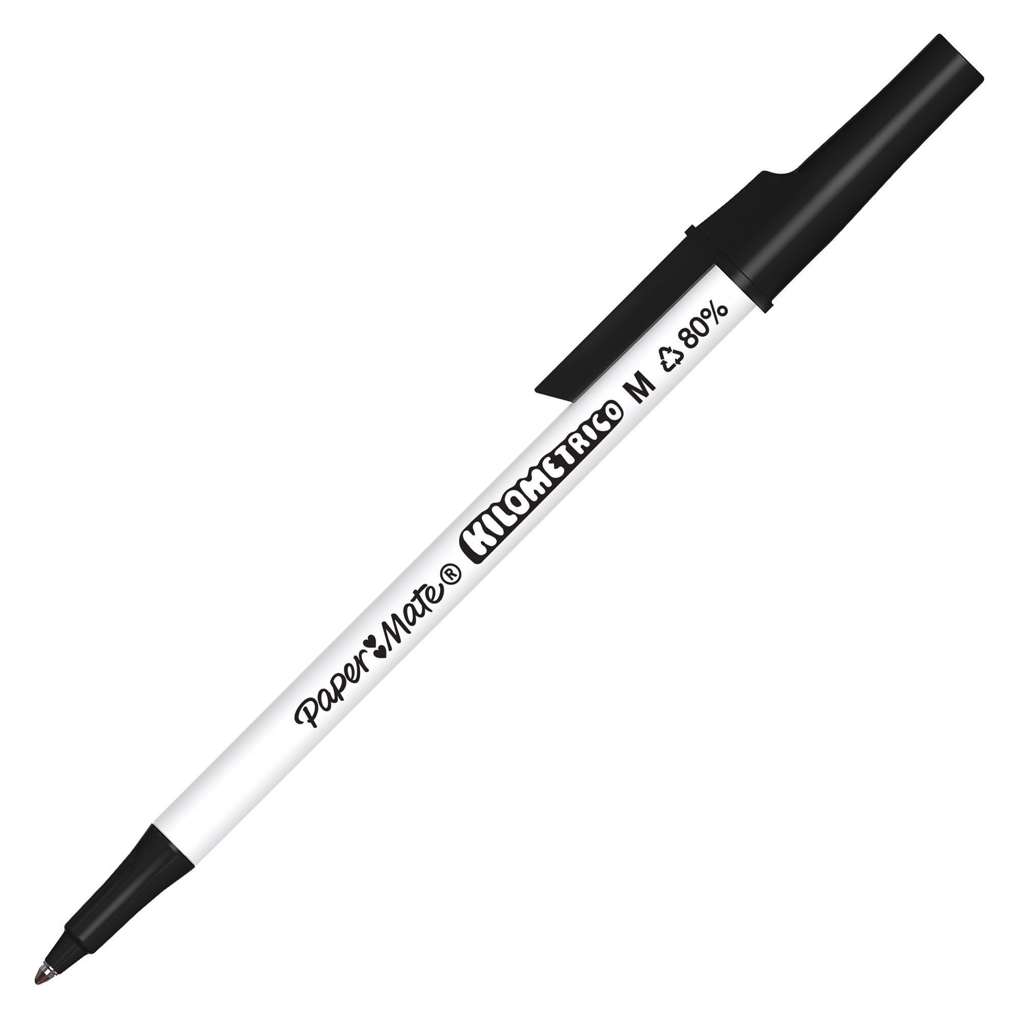 Stylo bille Papermate Kilometrico à capuchon pointe 1 mm - écriture moyenne - noir - Lot de 50