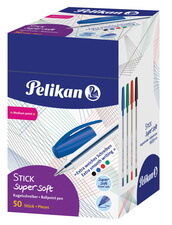 Pelikan Stylo à bille STICK super soft, assorti, présentoir - Lot de 100