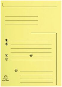 Exacompta Chemises  dossier 2 rabats préimprimée, capacité de 200 feuilles A4, carte 240 x 320 mm, jaune - Lot de 25