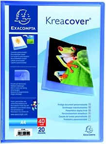 Lot de 5 - Exacompta Porte vues personnalisable Kreacover A4 - 20 pochettes - 40 vues - Bleu