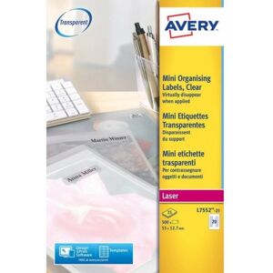 etichette poliestere trasparenti lucide avery quickpeel? 55x12,7 mm - 20 et/foglio - laser conf. 25 ff l7552-25