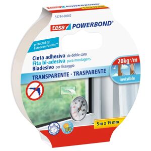 Tesa Nastro adesivo,  Powerbond® trasparente, biadesivo per fissaggio, 19 mm, 5 mt