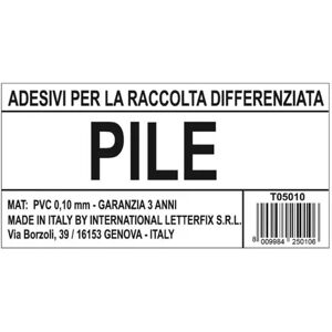 LETTERFIX Cartello segnaletico Raccolta diff. pile vinile x 6 cm