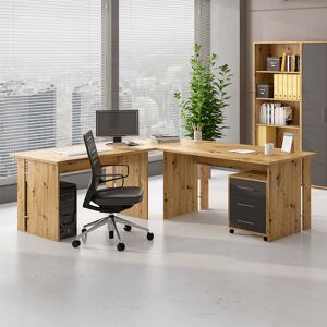 garneroarredamenti Scrivania ufficio angolare 228x198cm con cassettiera rovere grafite Woody