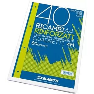 Offertecartucce.com Ricambi rinforzati Blasetti A4 quadretti 4 mm conf. 40 pz.