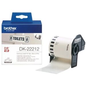 Etichette adesive per etichettatrice originale Brother DK22212 DK Tape da 62 mm (Rotolo 15,24 metri) NERO