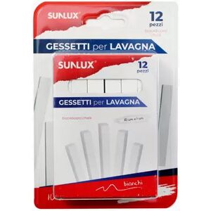 Offertecartucce.com Gessetti Sunlux per lavagna rettangolari 10x1x1 cm bianchi conf. 12 pz.