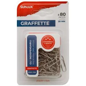 Offertecartucce.com Graffette Sunlux punte attotondate 28 mm in metallo conf. 80 pz.