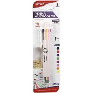 Offertecartucce.com Penna Multicolore Sunlux a sfera 8 colori 0,7 mm rosa 1 pz.