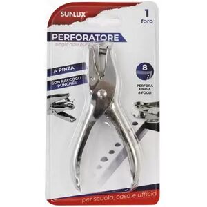 Offertecartucce.com Perforatore Sunlux a pinza in metallo 1 foro con raccogli punches 1 pz.