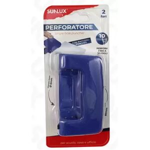 Offertecartucce.com Perforatore Sunlux in metallo blu 2 fori 6 mm con raccogli punches 1 pz.