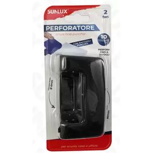 Offertecartucce.com Perforatore Sunlux in metallo nero 2 fori 6 mm con raccogli punches 1 pz.